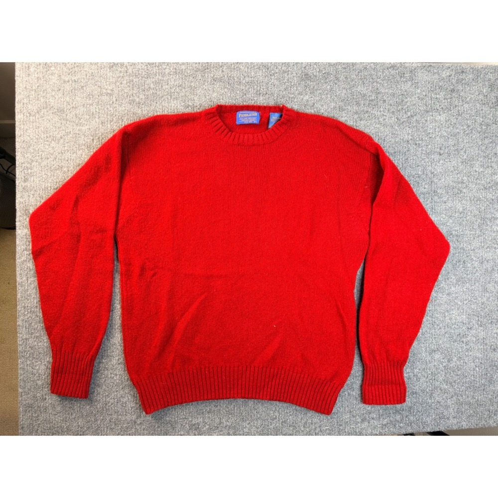 Pendleton Mens XL Red Shetland Virgin Wool Crewneck Sweater Pullover Vintage Y2K